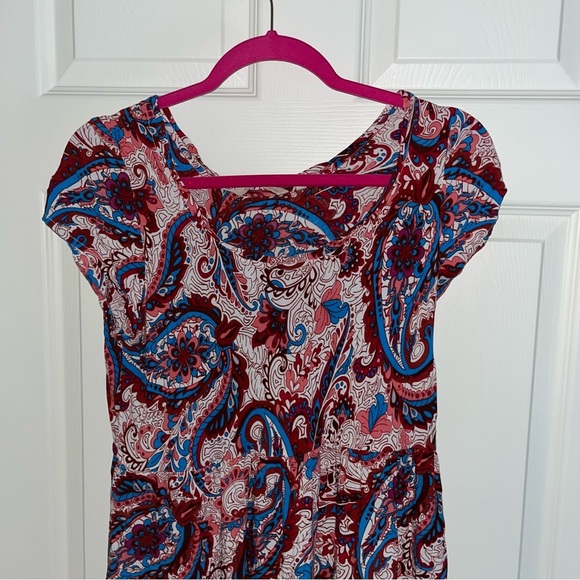 Soft Surroundings Kara Maxi Dress Small S Short Sleeve Paisley Tiered Skirt - Picture 4 of 6